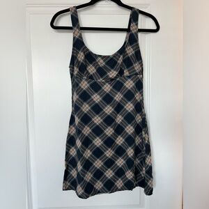 Motel Plaid Mini Dress with Slit